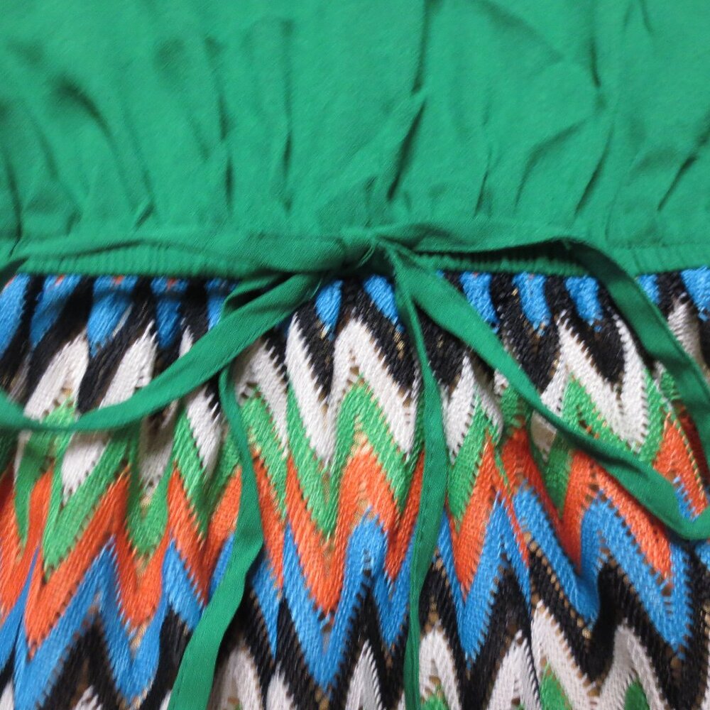 4/$14 C. LUCE womens DRESS green CHEVRON orange GOLD boho UNIQUE lined SIZE S - Picture 4 of 12